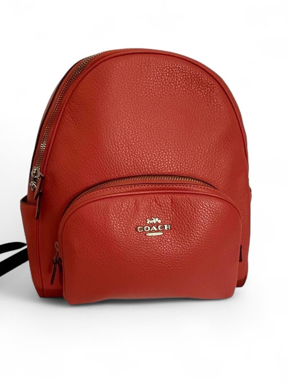 Coach Pebbled Leather Mini Backpack in Tomato Red
